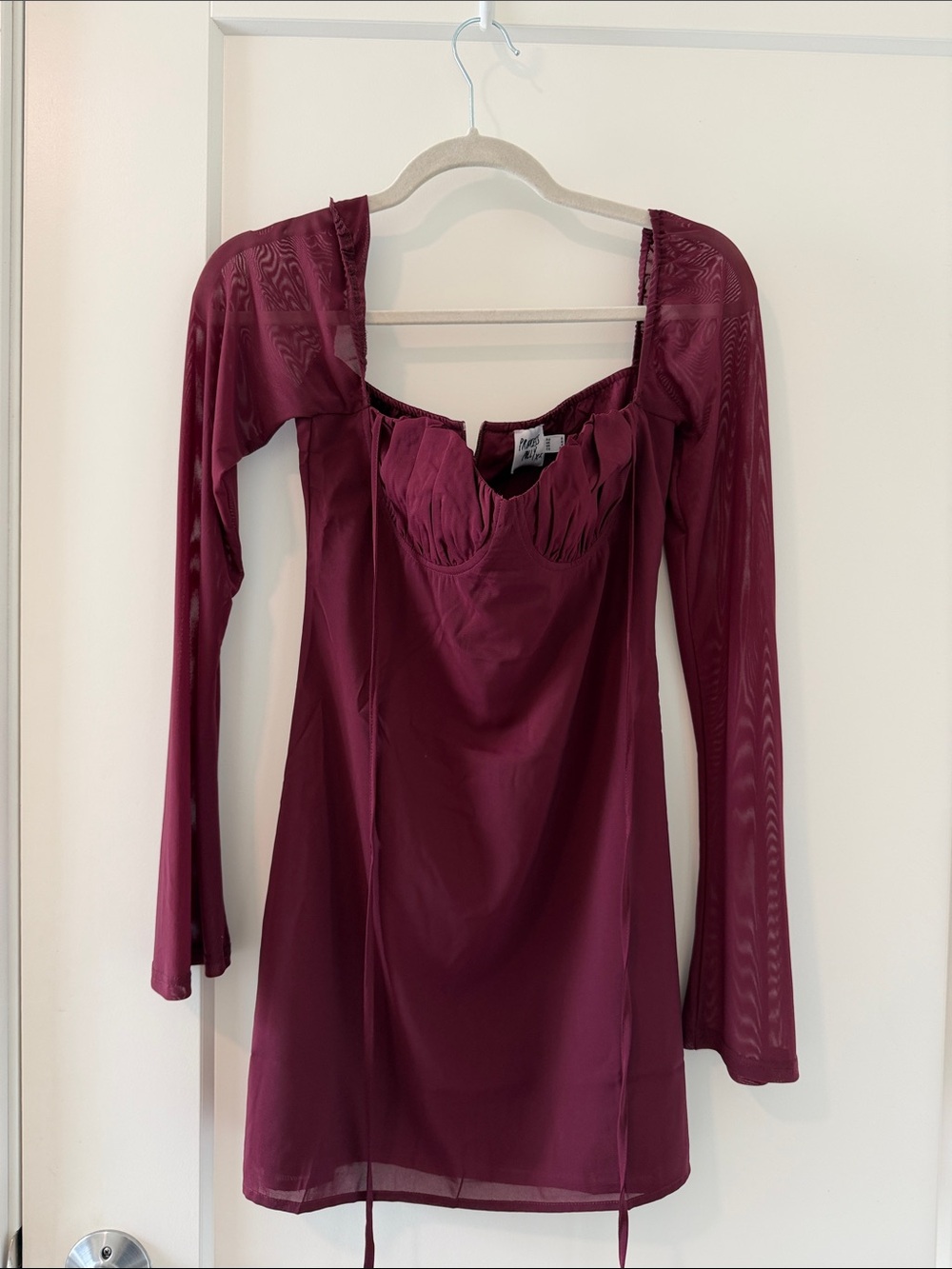 Princess Polly Burgundy Long Sleeve Mini Dress